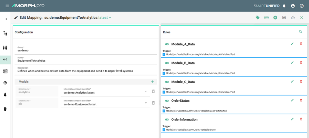 Creating the Mapping between the PLC (plc) and the AWS SiteWise (analytics) information model