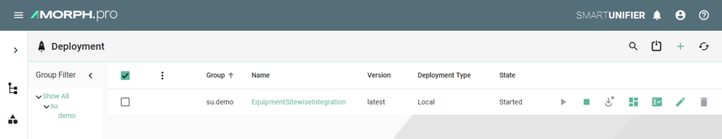 Creating and deploying a Communication Instance to ingest data from the PLC via SMARTUNIFIER to AWS IoT SiteWise