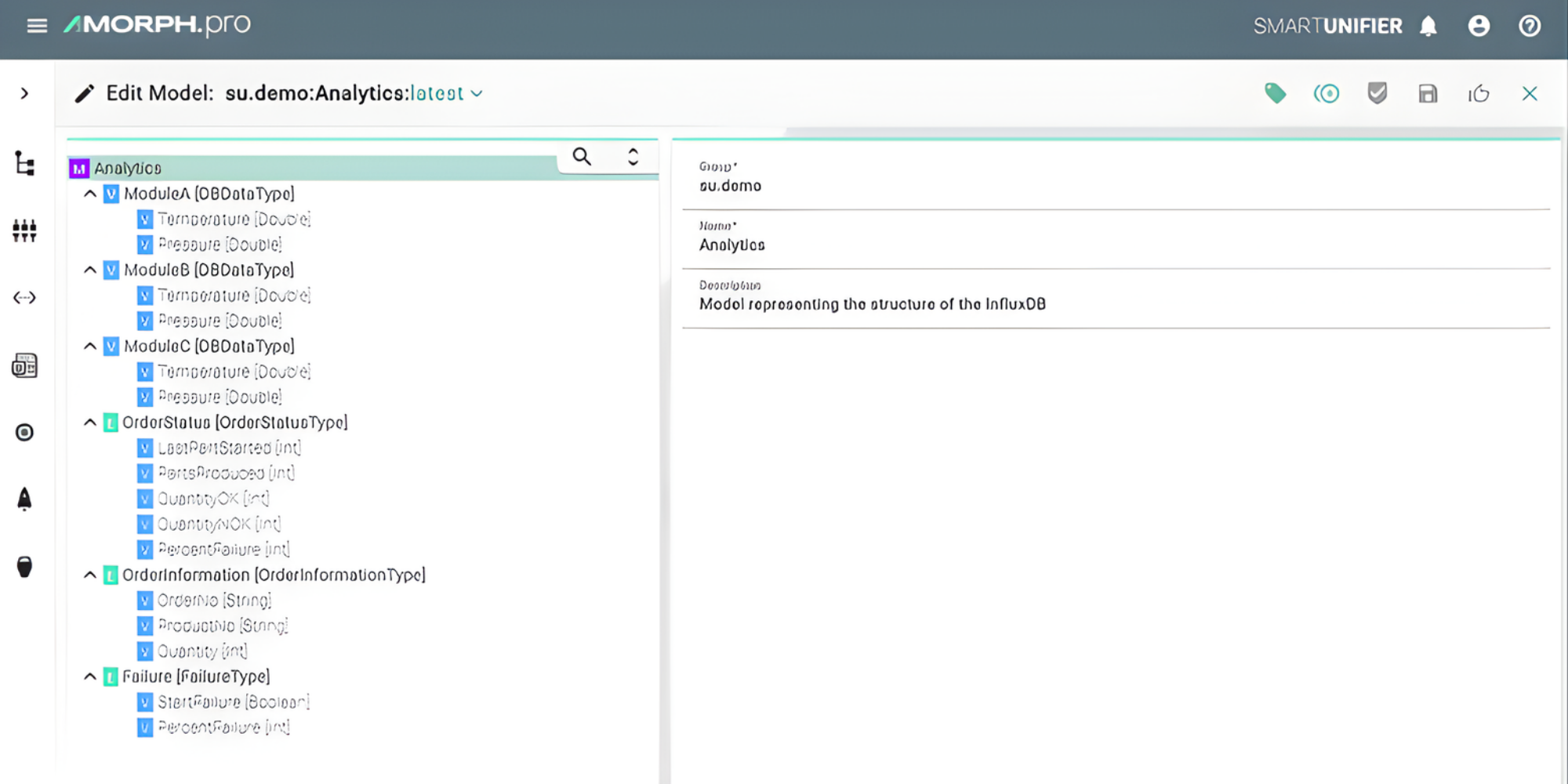 By modeling machines, meters, MES data, ERP objects, or sustainability metrics in a unified (of course, also Unified Namespace) way, SMARTUNIFIER establishes a shared semantic layer across IT and OT.